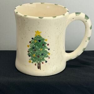 Vintage Rustic Thick-wall Mug Christmas tree Holiday Handcrafted USA